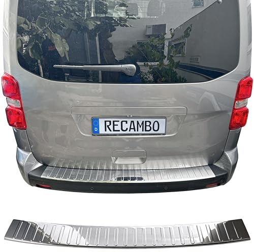 RECAMBO Ladekantenschutz Edelstahl kompatibel für Peugeot Traveller | BJ ab 2016 - Hochglanz poliert, Chrom Look - Styling und Schutz für die Stoßstange