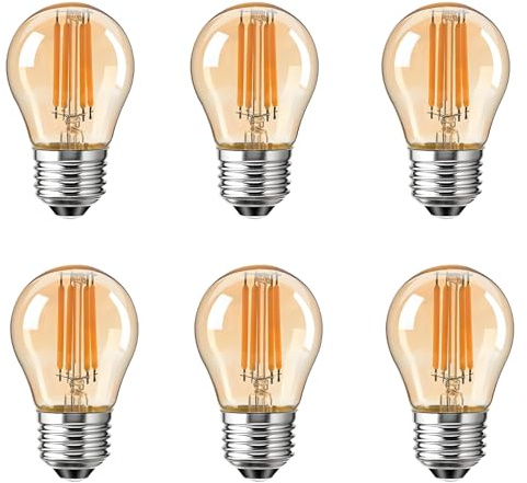 HUAMu E27 LED-Leuchtmittel, LED-Glühlampen, 4 W (entspricht 40 W), E27 Kandelaber, Bernstein, 2700 K, 6 Stück