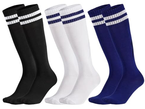 Yamitora 3 Paar Fußballsocken Kinder 35-38 Sportsocken,Lange Fußball Socken Atmungsaktiv Tennissocken für Jungen Mädchen von 9-12 Jahren,Elastische Socken für Fußball Basketball Laufen Cheerleading