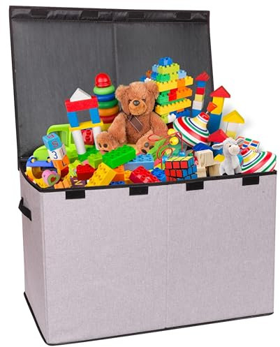 MY DUK HOME - Grande boîte à Jouets Pliable XXL (62X40X40cm,99L) avec Renfort Plastique Solide - Coffre Rangement Enfants Sécurisé, Multi-Usage pour Chambre et Salon
