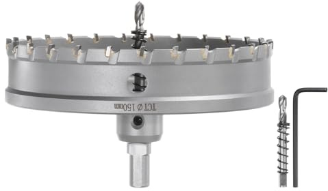 QUARKZMAN 150mm Lochsäge Wolframkarbid-Hartmetallmaterialien Dosenbohrer, Lochsägen-Set mit Dreieckschaft und zwei Bohrern für Edelstahl, Metall, Kupfer, Holz, Kunststoff