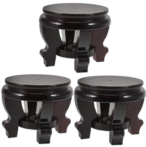 POPETPOP 3 Eleganti Supporti per Piante in Legno Piedistalli per Vasi da Fiori Espositori Vintage per Piante da