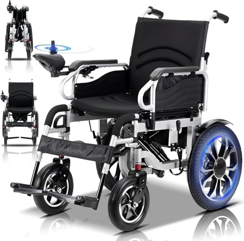 Silla de ruedas eléctrica con neumático de goma para todos los terrenos, plegable y fácil de viajar, rango de 30 km, aprobado por aerolíneas, fácil de transportar y maniobrar
