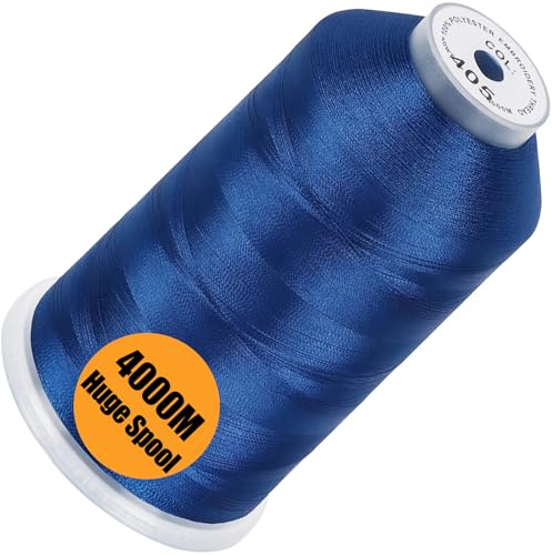 New brothread - Einzelne Riesige Spule 4000M/Jede 100% Polyester Maschinen Stickgarn 40 WT für Gewerbliche und Haushalts Maschinen - Blue