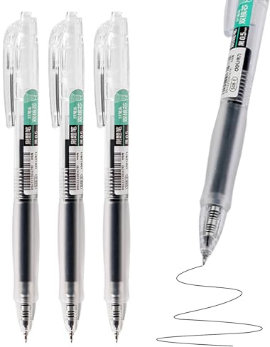 Black Gel Ink Pens For Writing, Retractable Gel Rollerball 0.5 mm, Smooth Writing Black Ink Dries Instantly(Pack of 3)