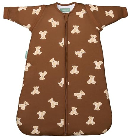 molis&co – baby sovsäck nyfödda avtagbara ärmar – babysovsäck 1-r-värdig – lätt vadderad – 100 % bomull (Oeko-TEX 100), premiumkvalitet – teddy mocka (12–18 månader)