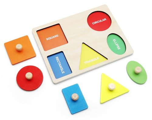 ZMDMAH Holzpuzzle Montessori Geometrisches Puzzle steckpuzzle Holz ab 1 Jahr Spielzeug zum Erlernen von Farben und Formen Lernspielzeug Geeignet für Babys Kleinkinder Kinder