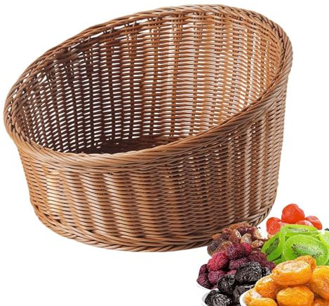 Canasta Mimbre Grande Para Panaderia, Canasta De Exhibición De Pan, Exhibición De Pan Y Fruta De Mimbre, Multipropósito Para Llaves, Billeteras
