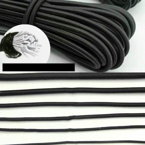 Lote de 5 metros de cuerda elástica redonda negra de 3/4/5/6/8/10 mm, cuerda elástica de goma para coser prendas y accesorios de bricolaje, diámetro de 6 mm.