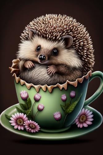 1000 Pieces Puzzles for Adults - Teacup Hedgehog Jigsaw Puzzles Educational Game Puzzle Collectibles DIY Toys for Family Friends