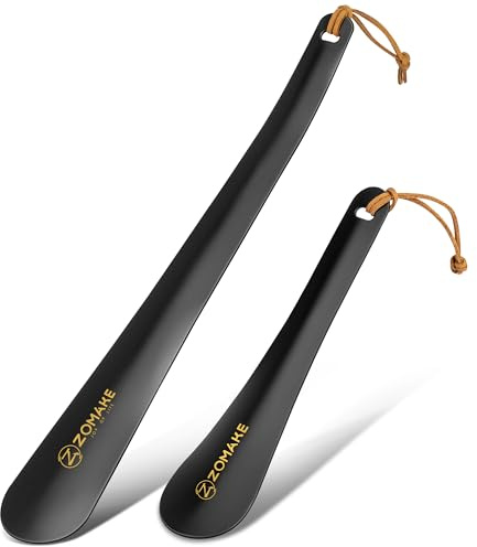 ZOMAKE Calzascarpe Lungo, Calza Scarpe Metallo 30cm, Calzante per Scarpe Corto 18.5cm, Shoe Horn per Uomini Donne Anziani (2 Pezzi)