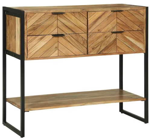 vidaXL Table Console Marron 90 x 35 x 80 cm Bois d'Acacia Massif, Table Console Acacia, Design Moderne, Espace de Rangement, Style Minimaliste Élégant, Parfaite pour Salon, Entrée, Couloir