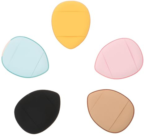 Happyyami Mini Puff per Cipria con Cinturino in Poliuretano Idrofilo per Applicazione Bagnata, Set da 5 Pezzi per Blush e Polvere Viso Make Up Colore Casuale
