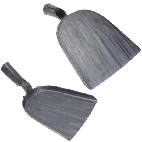 GLEAVI 2pcs Carbon Steel Stove Coal Shovels Handmade Ash Scoop for Fireplace and Grill Sturdy Mini Dust Pan for BBQ and Fire Pit Cleaning