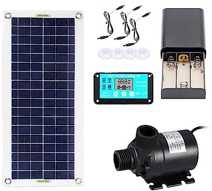 Pompe solaire pour bassin, 50W pompe à eau solaire sans brosse panneau solaire Kit de piscine d'eau de poisson 12V décoration de jardin piscine alimenté fontaine étang Pum Aquarium(With 10A controller