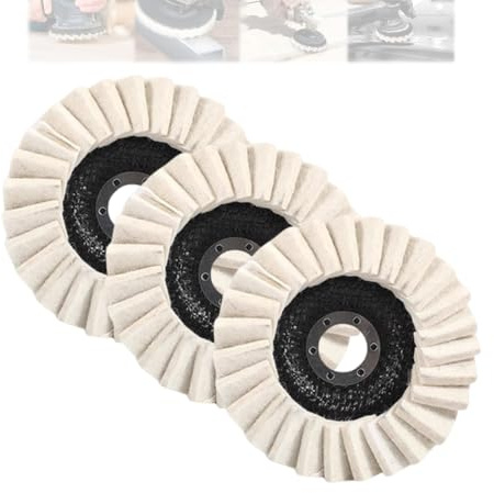 Disco lamellare in feltro di lana per smerigliatrice angolare, disco lamellare in feltro di lana spesso per lucidatura di metallo, marmo e mobili (3PCS,115mm)