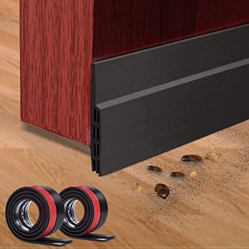 JBWKWELM 2PC Silicone Door Draft Stopper - 39in x 35in Black Door Seal Strip for Interior & Exterior Doors Weather Stripping Soundproof1