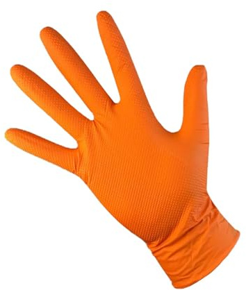 SOURCE HYGIENE ASAP - Guanto NITRILE non polvere arancio testurizzato con diamante XXL (extra extra largo)