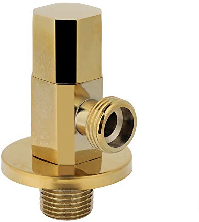 Valvola ad angolo, valvola per rubinetto in ottone dorato Valvola di arresto dell'acqua per lavandino del bagno e WC Design con filettatura estesa Installazione semplice