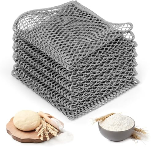 AYESY Dough Cleaning Cloth, Pack of 6, 30 x 30 cm Mesh Dish Cloth for Baking and Kitchen Cleaning, Non Scratch Reusable Dough Cleaning Cloths, Removes Dough Remains from Bowls and Surfaces