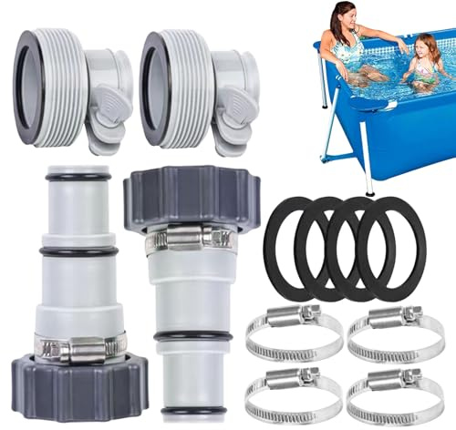 Kit de adaptador de manguera de piscina, piezas de conexión de tubería, con abrazadera y arandela, adaptadores de manguera de repuesto para piscina de 1.5/1.25 pulgadas, para filtro de conexión de