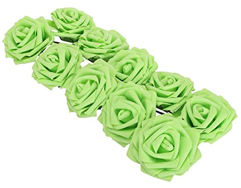Fictory Künstliche PE-Schaumrosen, 10 Stück, grüne Hochzeitsblumen, 14 cm, realistischer künstlicher Rosenstrauß für Heimdekoration, Tischdekoration und Veranstaltungsdekoration