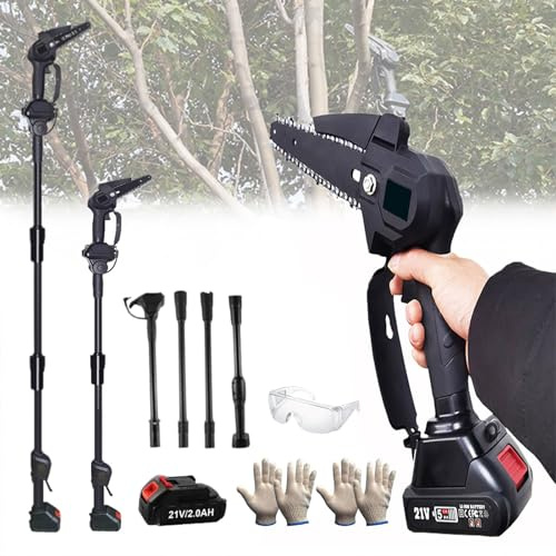Sierra De Pértiga Inalámbrica 2 En 1 Y Mini Motosierra, Motosierra De Jardín De Mano Liviana Con Cadena De 18 Cm, Sierra De Pértiga De Varilla Extensible De Largo Alcance, Poda 1.7m Telescopic Pruner