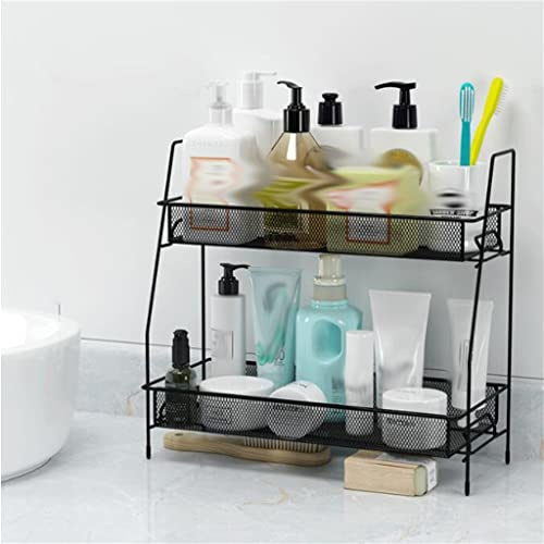 LPYHDWO Cosmetic Shelf Bathroom Countertop Toilet Washstand Long Storage Double-Layer Rack(D)