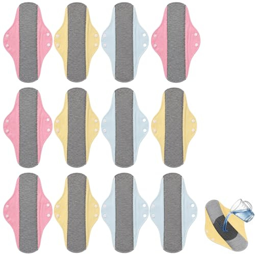 12Pcs Reusable Incontinence Pads for Women, Reusable Sanitary Pads Washable Panty Liners for Daily Menstrual Management, Sustainable Feminine Care Essentials for Everyday Freshness and Comfort