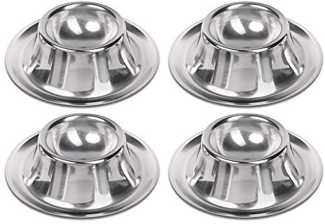 Schramm® 4 Stück Edelstahl Eierbecher Eierhalter stapelbar Eier Becher Egg Cup Eierständer Ständer 4 Personen Gastro Qualität