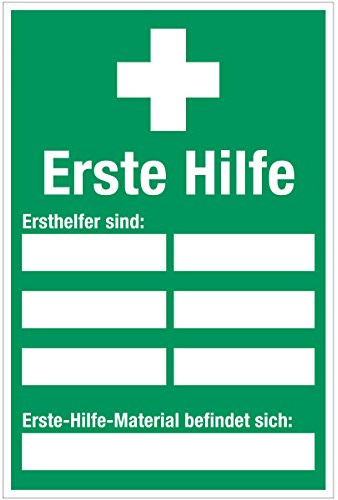 WANDKINGS Hinweisschild - Erste Hilfe - Ersthelferliste - stabile Aluminium Verbundplatte - Wähle eine Größe - 20x15 cm