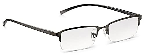 Read Optics Gafas de Bolsillo Lectura Vista Presbicia de Hombre en Gris Plomo, de Media Montura y Bisagras de Resorte. Lentes Transparentes Antireflejos y Rasguño Resistentes +1,00 Dioptrías