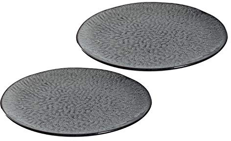 Leonardo Matera Keramik-Teller 2-er Set, spülmaschinengeeignete Speise-Teller, Essteller mit Glasur, 2 runde Steingut-Teller, Ø 27 cm grau, 027001