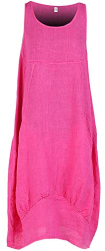 Storm Island DT016 Ladies Italian Sleeveless Linen Dress Women's Side Ribbed Lagenlook Plain Top