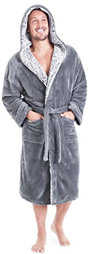 CityComfort morgonrock män och tonåringar – supermjuk fleecemorgonrock med huva för män – storlekar M-2XL varma mysiga myskläder nattkläder
