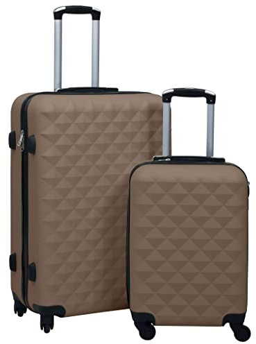 vidaXL Hartschale Trolley Set 2-tlg. 4 360-Grad-Rollen Hartschalenkoffer Reisekoffer Koffer Kofferset Handgepäck Bordgepäck Reise Braun ABS