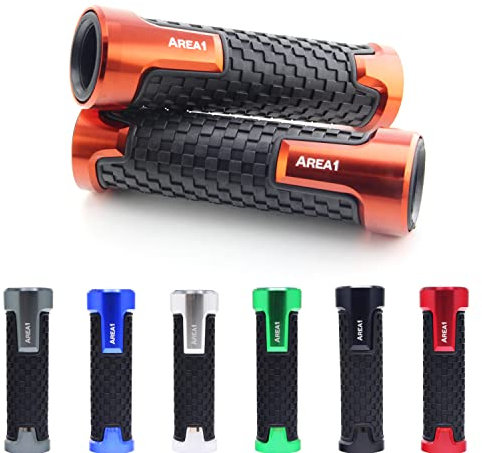 Area1 Poignées de Guidon de Moto en Caoutchouc 22/24-25 mm - Orange - Compatible avec KSR Compatible avec