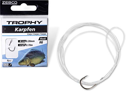 Zebco #2 Trophy Karpfen Vorfachhaken schwarz Vorfach: 70cm