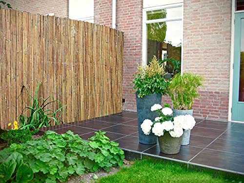 Abaseen Natural Bamboo Slat Garden Fence Covering Outdoor Privacy Bamboo Garden Screening Roll (1m x 4m)