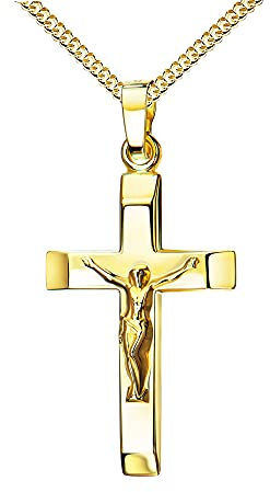 Kruzifix-Anhänger 585 Gold 14 Karat Kreuz-Anhänger Jesus Christus Ketten-Anhänger mit Schmuck-Etui