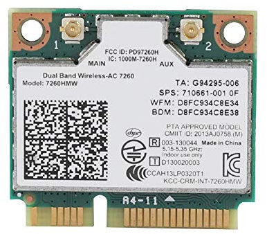 ciciglow Tarjeta inalámbrica, Banda Dual Universal Bluetooth 4.0 Tarjeta de Red 2.4GHz 5GHz Half Mini PCI-E Tarjeta WiFi Soporte 802.11ac/a/b/g/n WIDI Compatible con