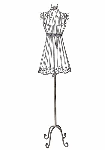 Schneiderbüste Shabby CHIC Home 146 cm Metallbüste Vintage Antikoptik Dekofigur Landhausstil Patiniert Weiß Shabby Chic Schaufensterpuppe Deko Ankleidepuppe Accessoirehalter Nostalgie Möbelstück