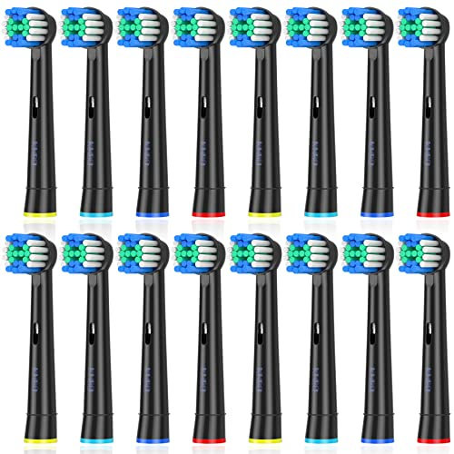 KHBD Recambios Cepillos Compatible con Braun Oral B, Cabezales de Precisión para Cepillo Dientes Eléctrico Oral B, Paquete de 16(Negro)