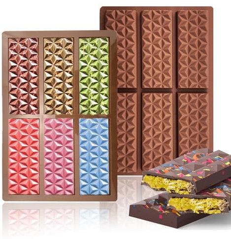 Sadodo Silicone Chocolate Bar Mould,New 6 Cells Rectangle Triangle Diamond Shape,Ice Cube Tray,Non Stick,Candy Cake Decoration,BPA Free Baking Mold (1PC Triangular Diamond Shape)