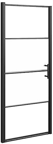 vidaXL Duschtür Duschabtrennung Badewannenabtrennung Glasduschtür Badewannenwand Einstellbar Glastür 91x195cm Halbmatt Hartglas Schwarz