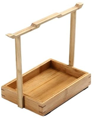 AGIPS YSJX Aufbewahrungszubehör für Küche&Schlafzimmer Tragbarer Korb aus Bambus, Geschenktisch, Dessertplatte, Teebox, Trockenobst, Tablett, Aufbewahrung, Snack-Schatulle (Farbe : with Flat Bottom)