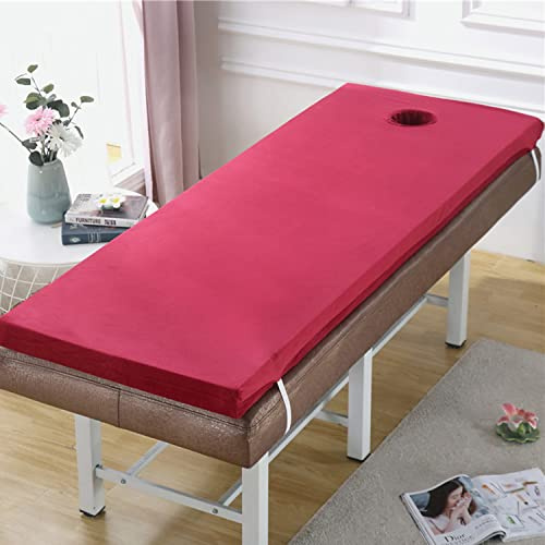 6cm Thicken Massage Table Mattress Protector with Breath Hole Round Head Lash Bed Mattress Topper Solid Color Mattress Topper for Beauty Salon Bed Cosmetic Bed Cover,Wine red,75x190cm