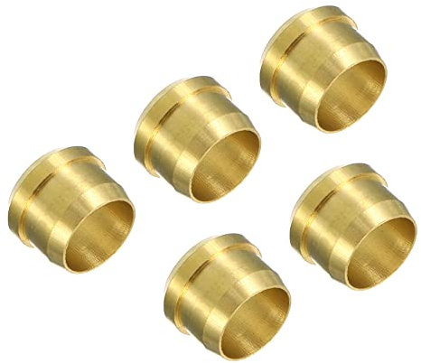 PATIKIL 8mm Tube OD Brass Compression Sleeves Ferrules 5 Pack Brass Compression Fitting Assortment Kit