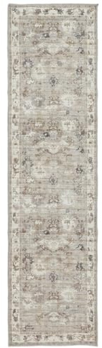 RugVista Olina Oriental Teppich, 80 x 300 cm, Beige | Vintage, Rechteckig, Mittlerer Stapel, Maschinenwäsche, Oeko-Tex 100, Wohnzimmer, Schlafzimmer, Diele