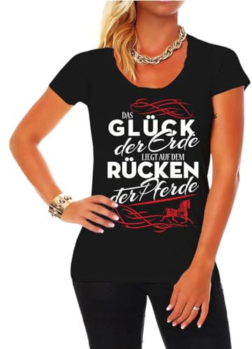 Spaß Kostet Tshirt Damen Pferdesprüche Das Glück Dieser Erde liegt auf dem Rücken der Pferde Größe XS - XXL